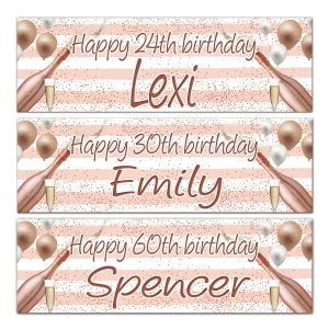 rose gold personalised birthday banner