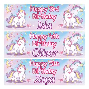 Personalised unicorn birthday banner