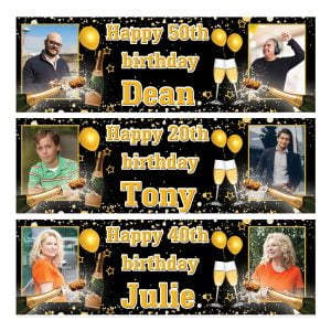 Personalised Birthday Banner Champagne