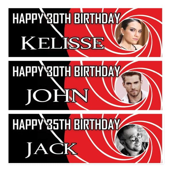 personalised 007 film photo birthday banner