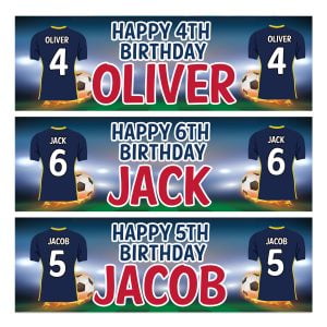 Personalised football jersey birthday banner