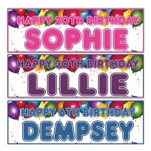 Personalised Balloon Confetti Birthday Banners