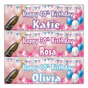 Personalised Balloon Champagne Birthday Banners