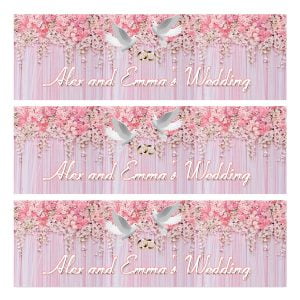 Personalised Pink Wedding Banners