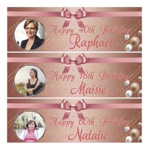 rose gold photo personalised birthday banner