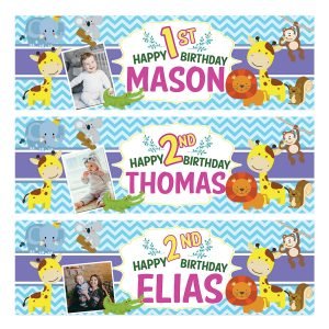 Personalised photo animal birthday Banner