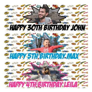 Personalised Photo Cartoon Birthday Banner