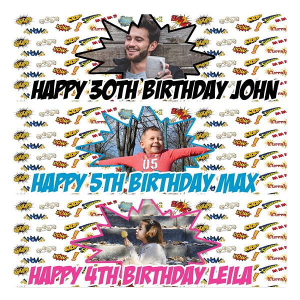 Personalised Photo Cartoon Birthday Banner