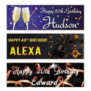 personalised birthday banners champagne