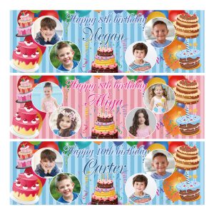 Photo birthday banners cake