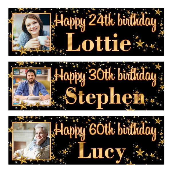 Birthday Banners gold stars