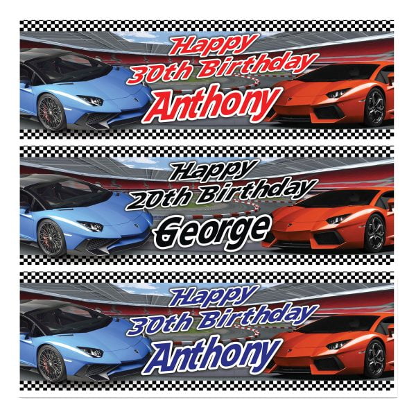 Personalised Supercar birthday banners