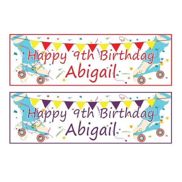 Roller skate birthday banner