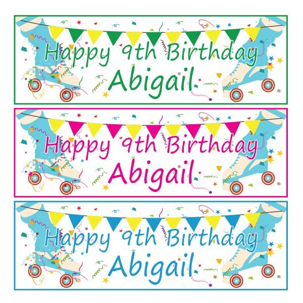 Roller skate birthday banner