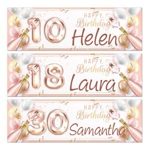 rose gold birthday banner