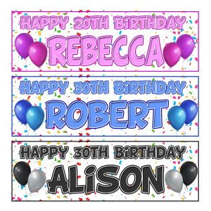 Birthday banner balloon confetti