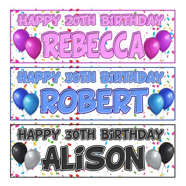 Birthday banner balloon confetti