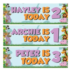 Personalised animal birthday Banner