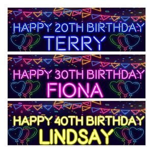 Neon birthday banner