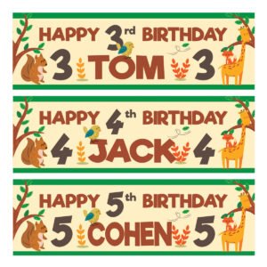 personalised birthday banner flowers animals